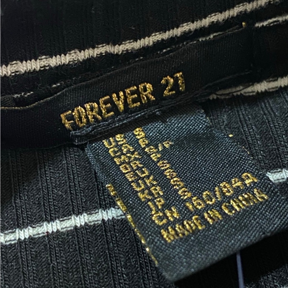 Forever 21 Striped Knit Dress S Black Long Sleeve Preppy Twee Academia - Picture 6 of 7